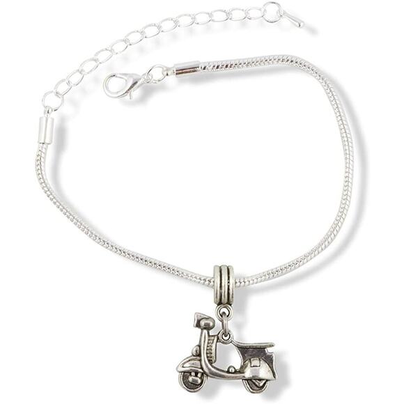 Scooter Vespa Bike Snake Chain Charm Bracelet Jewelry - Picture 1 of 8
